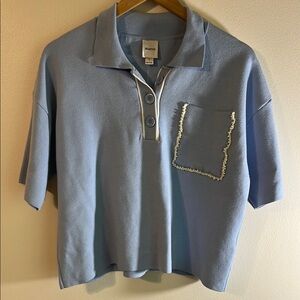 Anthropologie Light Blue Polo Sweater